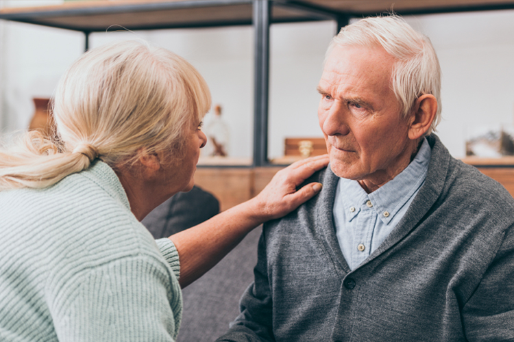 senior couple confused man senior couple confused man