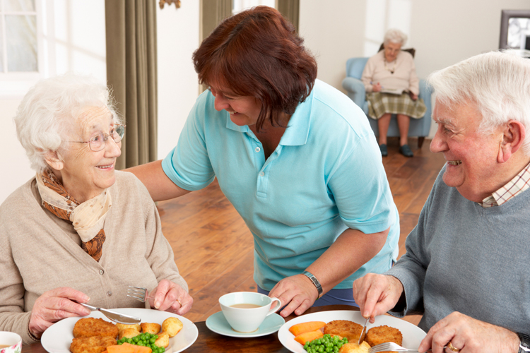 senior couple eating