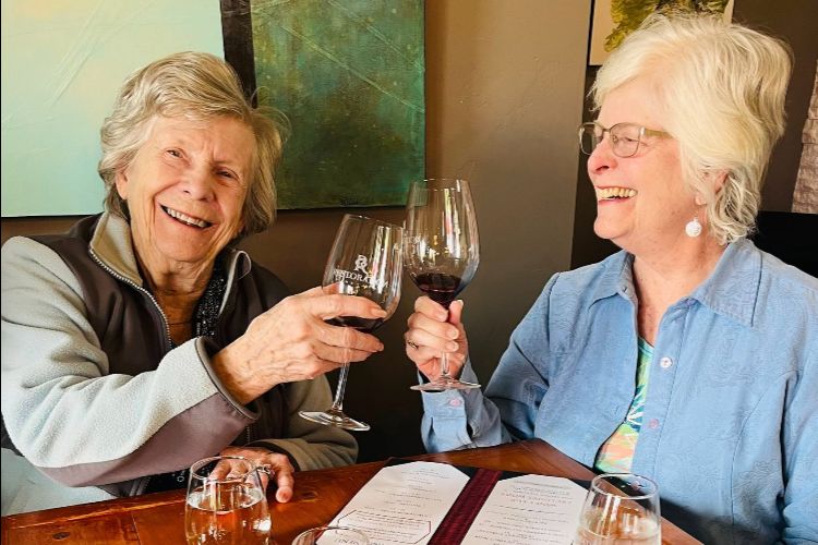 capella of grand senior man hiking cappella of grand junction residents wine tasting